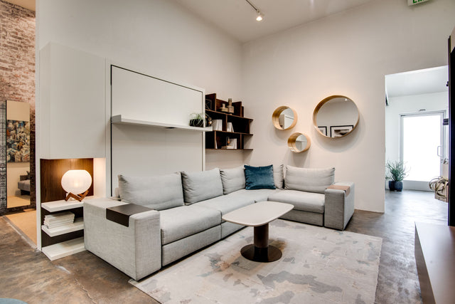sectional wall bed in our la showroom