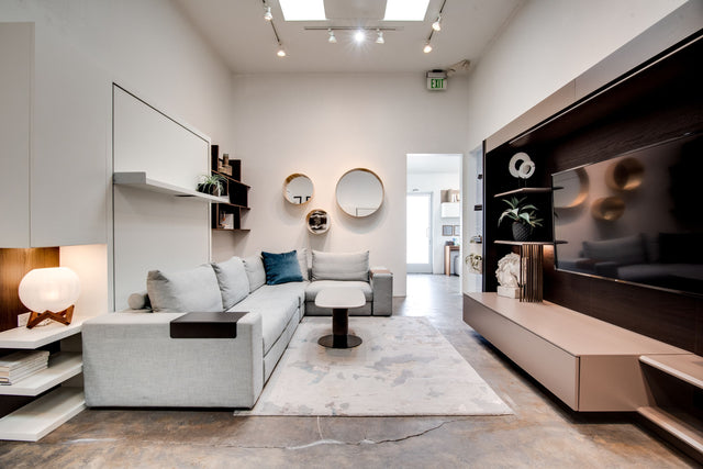 living room set up at our la showroom
