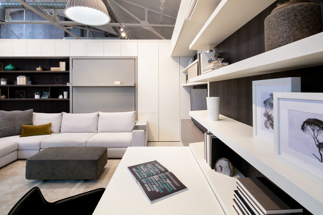 sofa wall bed and work space at our sf showroom