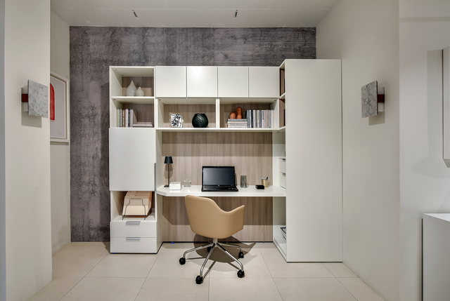 desk with custom cabinetry at our nyc showroom