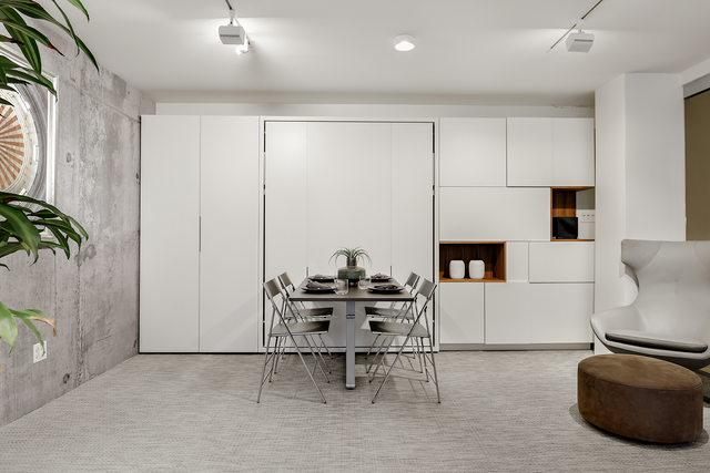 wall bed with dining table in our nyc showroom